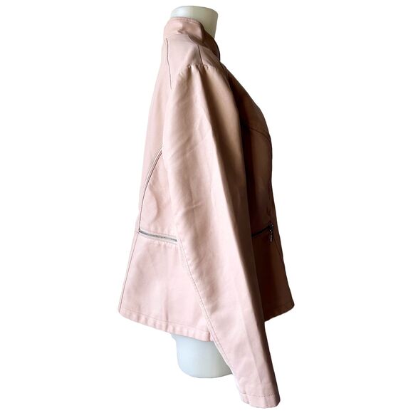 Dressbarn Pink Faux Leather Jacket Stand Up Collar Zipper Accents - Women's 1X - Picture 4 of 12